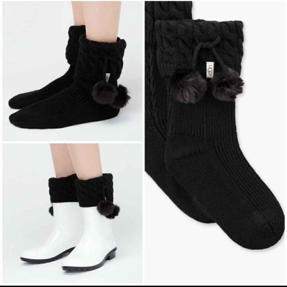 NWT Women's UGG Pom Pom Short Rain Boot Socks - Picture 5 of 7